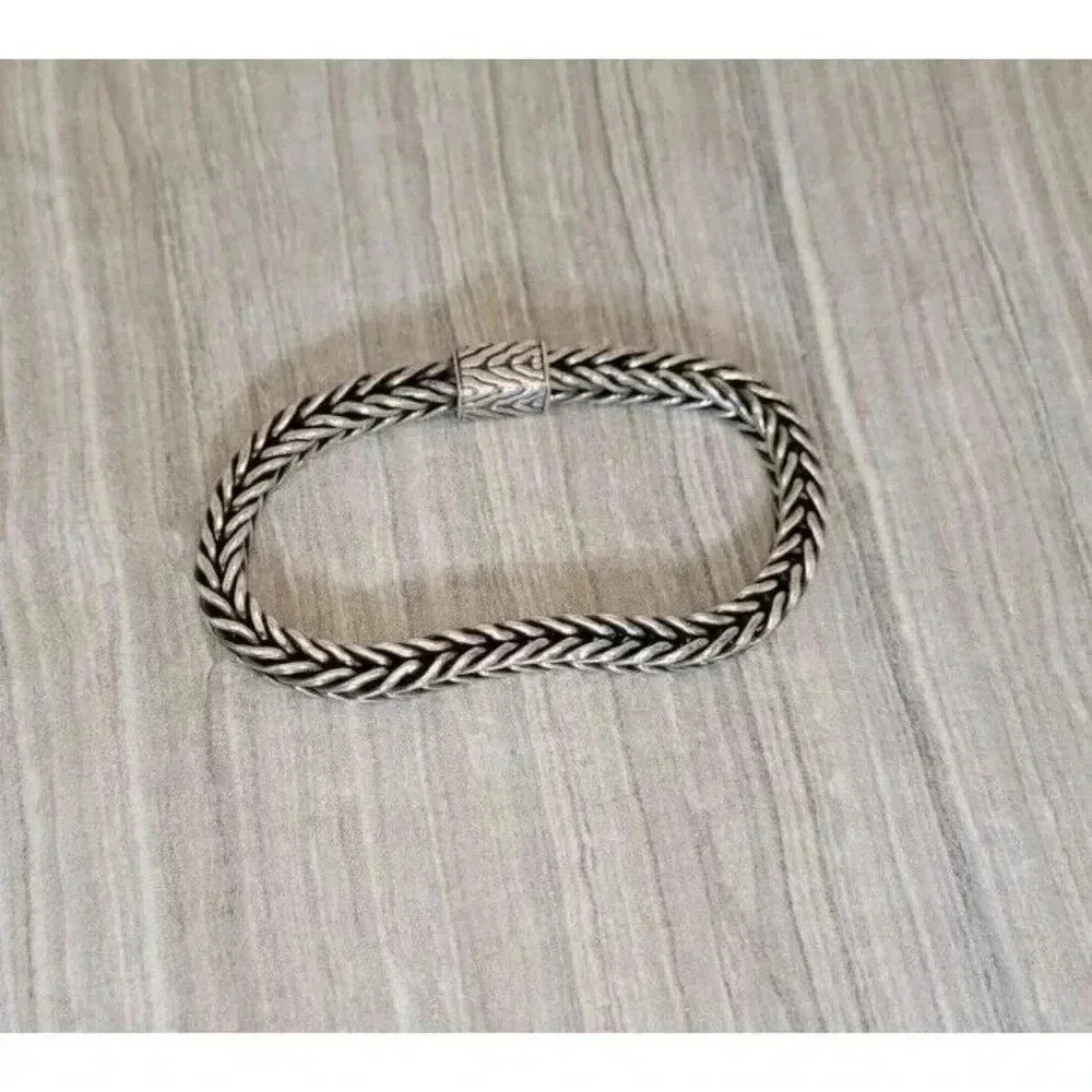 John Hardy Sterling Silver Woven Chain Bracelet 6.5mm 8.25" - Picture 9 of 9